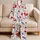 Red Poppy Floral V-Neck Lace Set for Elegant Lounging and Relaxed Weekend Mornings Satin Pajamas Set - 5