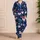 Navy Blue Heart Motif Cozy Valentine's Day Loungewear Gift for Romantic Women and Couples Satin Pajamas Set - 4