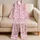 Raspberry Heart Motif Soft Blush Lounge Set for Cozy Holidays and Romantic Gifting Satin Pajamas Set - 5