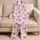 Blush Gingham Burgundy Bow Romantic Cottage Style Cozy Lounging for Women and Teens Satin Pajamas Set - 5