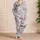 Cute Cat And Bear Faces For Cozy Lounging And Bedtime Comfort For Animal Lover Gifts Satin Pajamas Set - 4