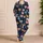 Cute Cat Faces Midnight Navy Sleepwear for Cozy Lounging and Relaxing, Women's Gift Satin Pajamas Set - 4