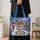 Snowman and Snowy Christmas Village for Cozy Winter Holiday Giving Quilted Tote Bag - 4