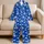 Cobalt Blue Ivory Polka Dots Boutique Retro Chic Lounge Style Daily Gift For Women Satin Pajamas Set - 5