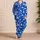 Cobalt Blue Ivory Polka Dots Boutique Retro Chic Lounge Style Daily Gift For Women Satin Pajamas Set - 4
