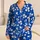 Cobalt Blue Ivory Polka Dots Boutique Retro Chic Lounge Style Daily Gift For Women Satin Pajamas Set - 1