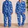 Cobalt Blue Ivory Polka Dots Boutique Retro Chic Lounge Style Daily Gift For Women Satin Pajamas Set - 2