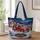 Red Christmas Truck and Snowman Winter Village Holiday Keepsake for Snowman Lovers Quilted Tote Bag - 1