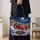 Red Christmas Truck and Snowman Winter Village Holiday Keepsake for Snowman Lovers Quilted Tote Bag - 4