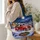 Red Christmas Truck and Snowman Winter Village Holiday Keepsake for Snowman Lovers Quilted Tote Bag - 3