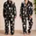 Cute Cat Faces On Black Background For Cozy Bedtime Relaxation, Women’s Spring Summer Satin Pajamas Set - 2