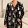 Cute Cat Faces On Black Background For Cozy Bedtime Relaxation, Women’s Spring Summer Satin Pajamas Set - 1