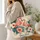 Tropical Flamingo Pair and Hibiscus for Sunny Summer Getaways and Beach Days Quilted Tote Bag - 3
