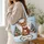 Cheerful Christmas Reindeer with Plaid Scarf for Festive Winter Gifting and Deer Lovers Quilted Tote Bag - 3