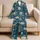Vintage Teal Chrysanthemum Garden Floral For Cozy Lounging And Thoughtful Gifts Anytime Satin Pajamas Set - 5