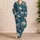 Vintage Teal Chrysanthemum Garden Floral For Cozy Lounging And Thoughtful Gifts Anytime Satin Pajamas Set - 4