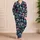 Midnight Navy Sugar Skull Butterfly Botanical Halloween Sleepwear Gift for Women Satin Pajamas Set - 4