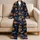 Pumpkin Bat Halloween All Over Midnight Navy Style For Festive Home Lounging Gift Satin Pajamas Set - 5
