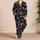 Pumpkin Bat Halloween All Over Midnight Navy Style For Festive Home Lounging Gift Satin Pajamas Set - 4