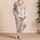 Pink Rose Stripe Floral Motif for Romantic Bedtime Lounging and Elegant Gift Giving Satin Pajamas Set - 4