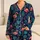 Elegant Flamingo Tropical Botanical Coral Navy Resort Weekend Lounge Outfit for Women Satin Pajamas Set - 1