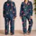 Elegant Flamingo Tropical Botanical Coral Navy Resort Weekend Lounge Outfit for Women Satin Pajamas Set - 2