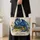 Blue Dragon Over Antique Books for Fantasy Library Readers and Enchanted Bookish Gifts Quilted Tote Bag - 4