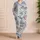 Blue Ivory Chinoiserie Deer Garden Toile Scene for Elegant Sleepwear Lounging Women Satin Pajamas Set - 4