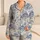 Blue Ivory Chinoiserie Deer Garden Toile Scene for Elegant Sleepwear Lounging Women Satin Pajamas Set - 1