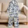 Blue Ivory Chinese Pagoda Landscape Scene for Elegant Lounging and Women's Gifts Satin Pajamas Set - 5