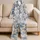 Blue Cream Chinoiserie Pagodas And Deer For Serene Bedtime Lounging At Home Year Round Satin Pajamas Set - 5