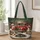 Red Vintage Christmas Truck and Snowmen for Farmhouse Holiday Gifting and Winter Cheer Quilted Tote Bag - 1