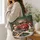 Red Vintage Christmas Truck and Snowmen for Farmhouse Holiday Gifting and Winter Cheer Quilted Tote Bag - 3