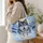 Blue Wolf Beneath Moonlit Peaks for Nature Lovers and Winter Birthday Gifting for Women Quilted Tote Bag - 3