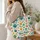 Colorful Paw Prints and Folk Florals for Dog Lovers, Cheerful Everyday Gift for Her Quilted Tote Bag - 3