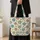 Colorful Paw Prints and Botanical Leaves for Pet Lovers, Everyday Dog Mom Lifestyle Quilted Tote Bag - 4