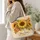 Golden Sunflowers and Autumn Leaves for Harvest Season Gifts for Her Quilted Tote Bag - 3