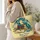 Teal Dragon Reading Beside Storybooks for Cozy Reading Days and Fantasy Lover Gifts Quilted Tote Bag - 3