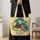 Teal Dragon Reading Beside Storybooks for Cozy Reading Days and Fantasy Lover Gifts Quilted Tote Bag - 4