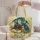 Teal Dragon Reading Beside Storybooks for Cozy Reading Days and Fantasy Lover Gifts Quilted Tote Bag - 5
