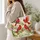 Red Cardinal Birds with Garden Blooms for Nature Lovers and Birdwatchers Gift Idea Quilted Tote Bag - 3