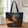 Moonlit Owl, Antique Books and Lantern for Cozy Autumn Reading Nights Quilted Tote Bag - 1