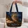 Moonlit Owl, Antique Books and Lantern for Cozy Autumn Reading Nights Quilted Tote Bag - 5