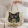 Art Deco Mystical Cat Face for Book Lovers, Daily Errands, and Feline Fan Gift Ideas Quilted Tote Bag - 5