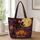 Flying Witch, Smiling Moon, Black Cats And Pumpkins For Halloween Night Quilted Tote Bag - 1