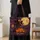 Flying Witch, Smiling Moon, Black Cats And Pumpkins For Halloween Night Quilted Tote Bag - 4
