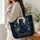 Mystical Blue Cat Beneath Crescent Moons for Witchy Nights and Astrology Lovers Quilted Tote Bag - 3