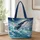 Moonlit Whale and Pearl Ocean Scene for Coastal Beach Days and Seaside Getaways Quilted Tote Bag - 1