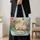Cream and Ginger Garden Cat with Wildflowers and Butterfly for Springtime Cat Lovers Quilted Tote Bag - 4