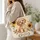 Maltipoo Puppy With Autumn Sunflowers for Cozy Fall Outings and Dog Lovers Quilted Tote Bag - 3